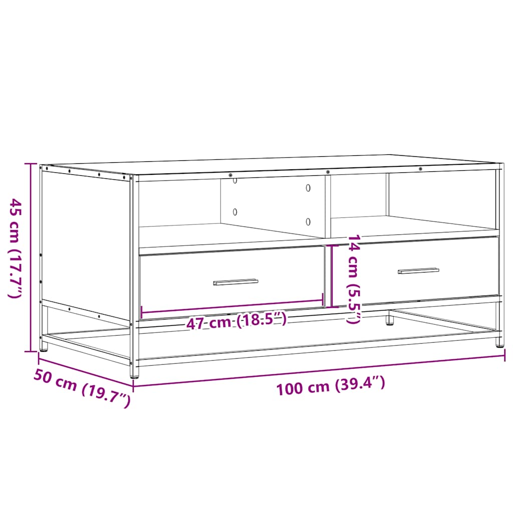 Stolić za kavu siva boja hasta 100x50x45 cm od drva i metala
