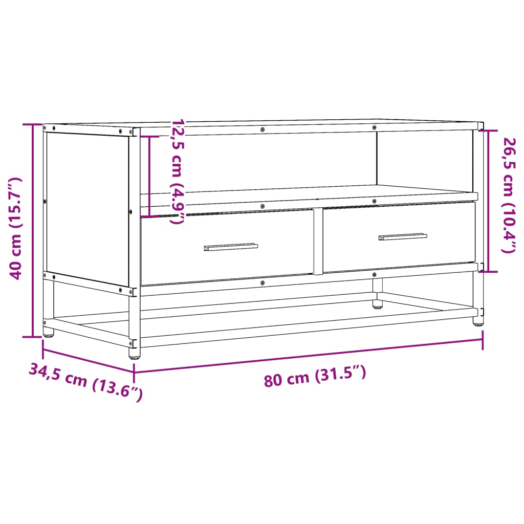 TV ormarić boja hrasta sonome 80x34,5x40 cm konstruirano