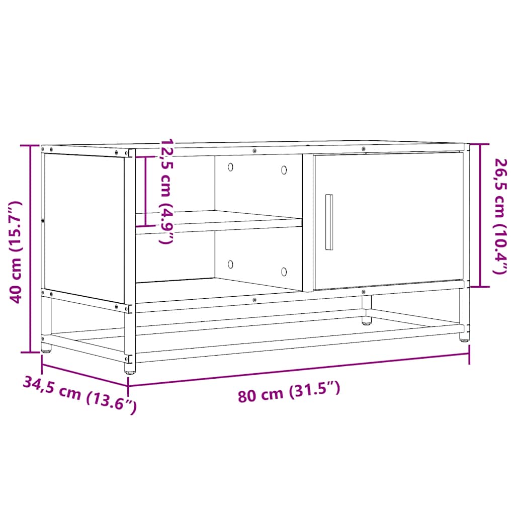 TV ormarić boja hrasta sonome 80x34,5x40 cm konstruirano
