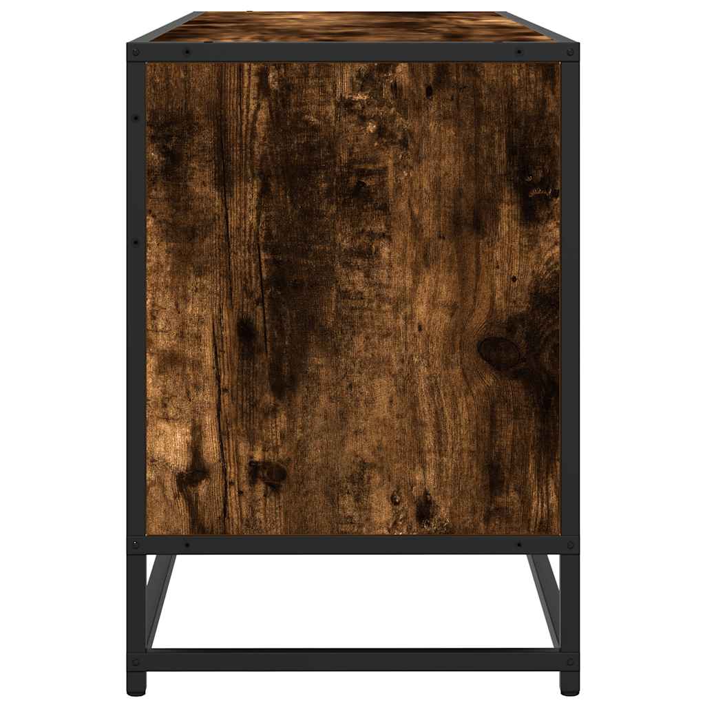 TV ormarić dimljeni hrast 100x35x50cm konstruirano drvo i metal