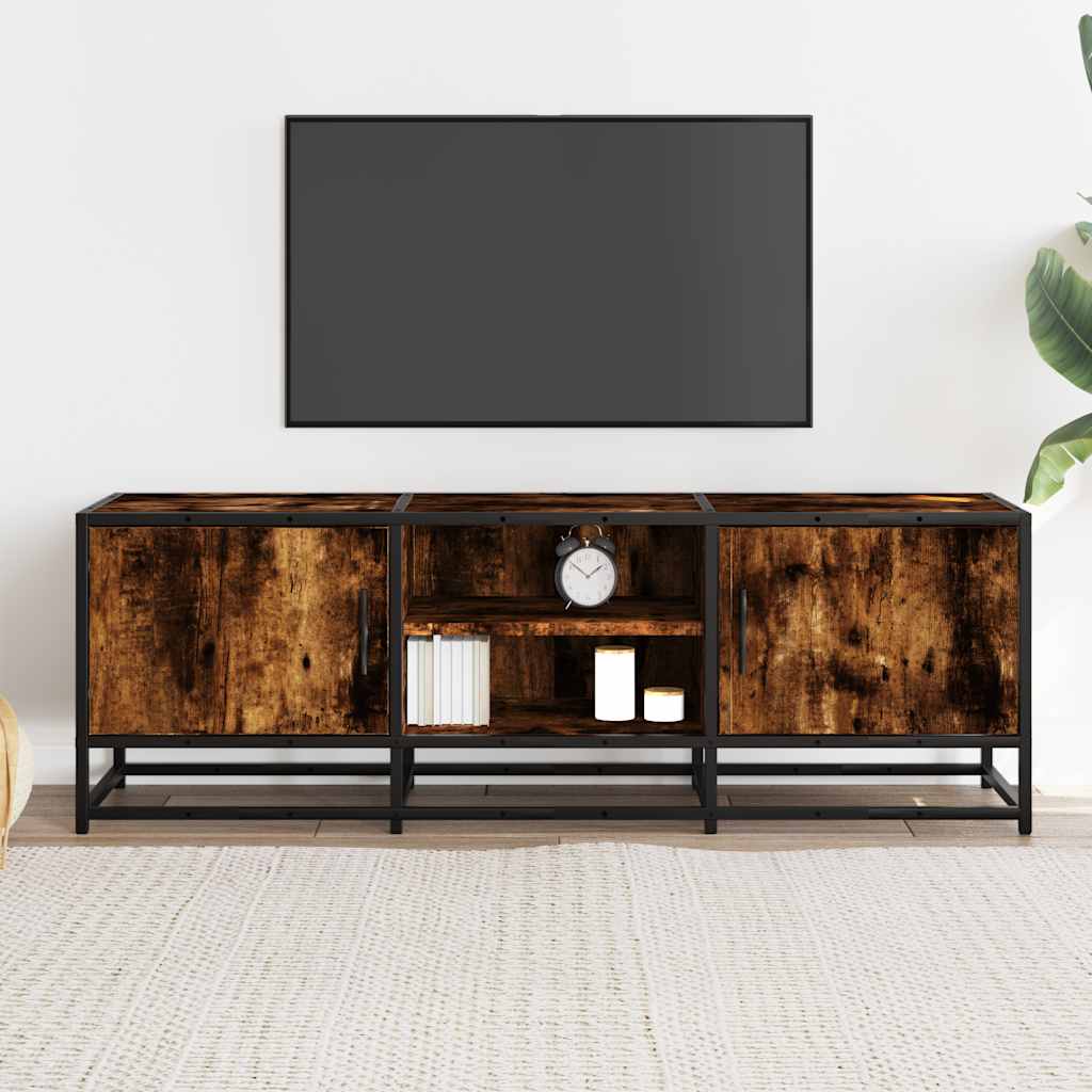 TV ormarić dimljeni hrast 120x35x41cm konstruirano drvo i metal