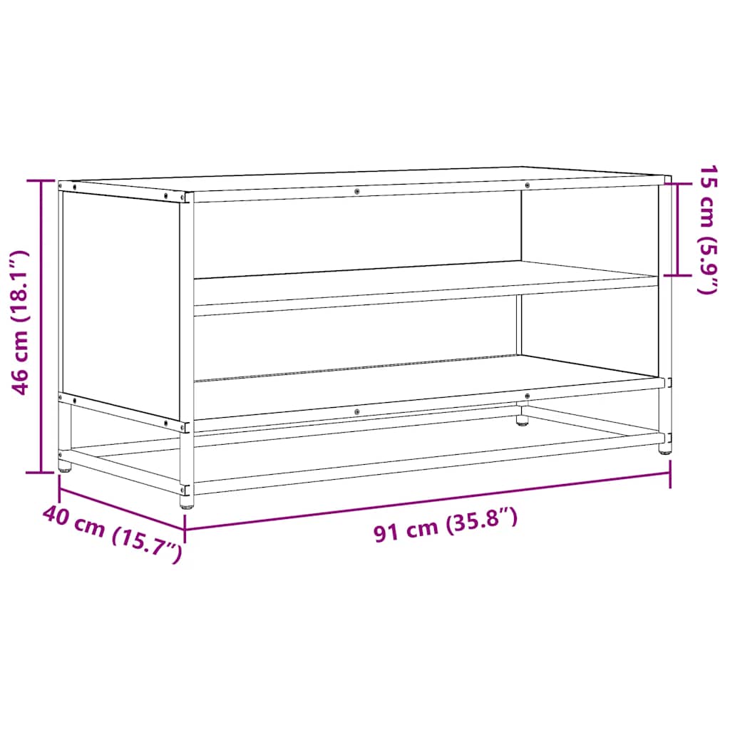 TV ormarić crni 91 x 40 x 46 cm konstruirano drvo i metal