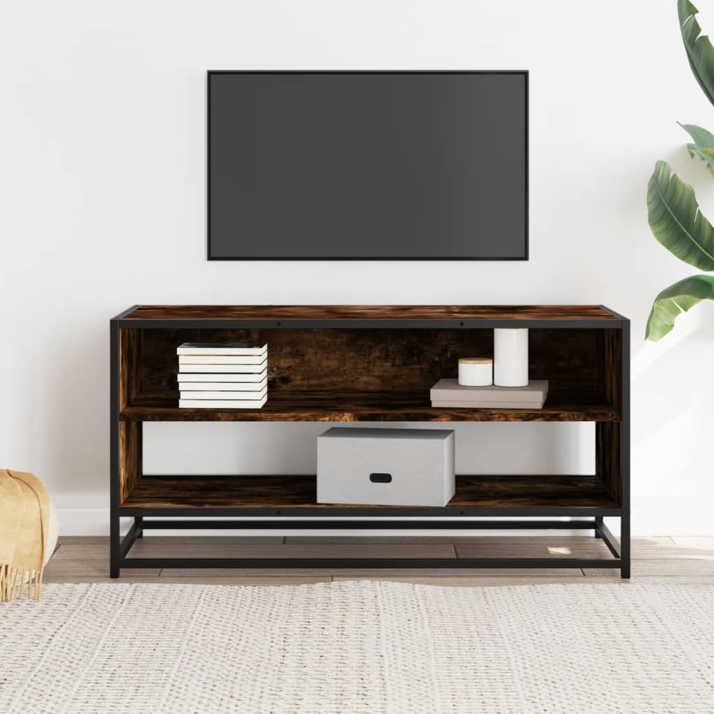 TV ormarić boja hrasta 91x40x46 cm konstruirano drvo i metal