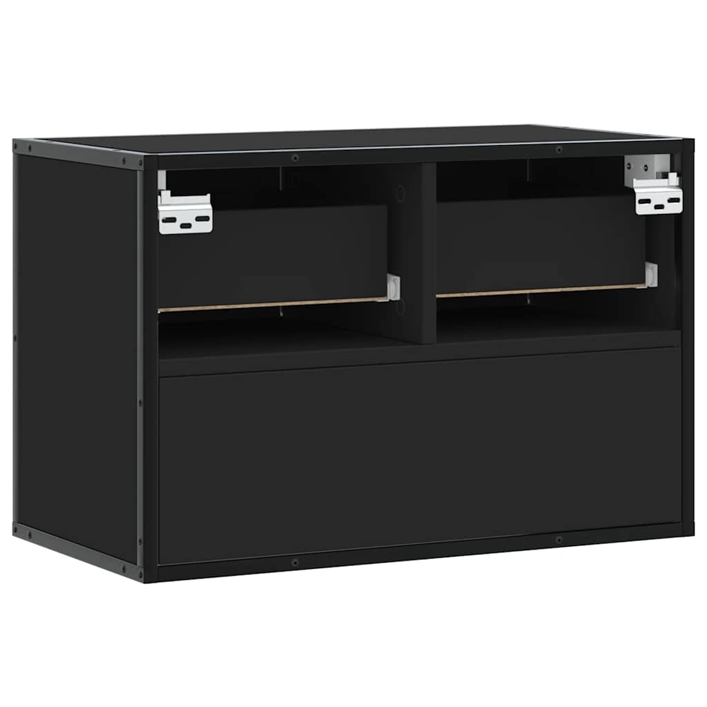 TV ormarić crni 60x31x39,5 cm konstruirano drvo i metal