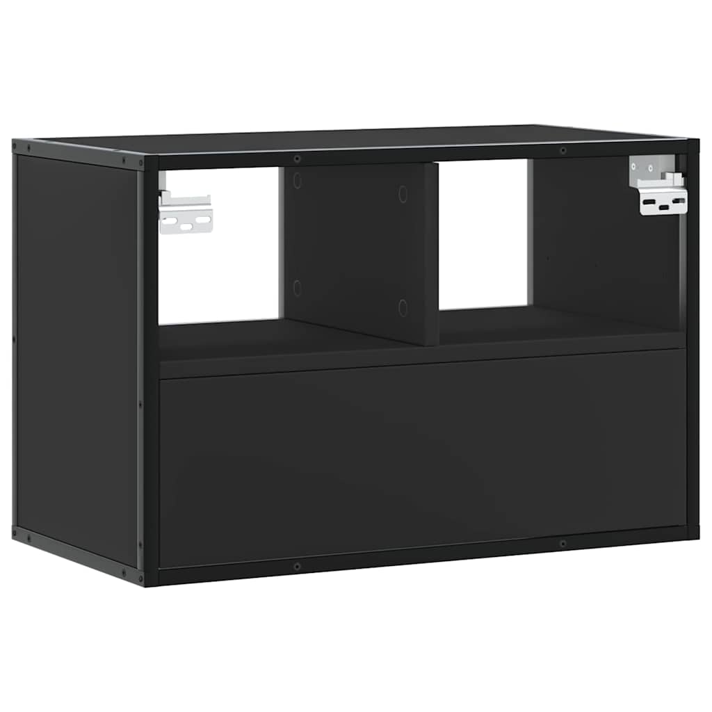 TV ormarić crni 60x31x39,5 cm konstruirano drvo i metal