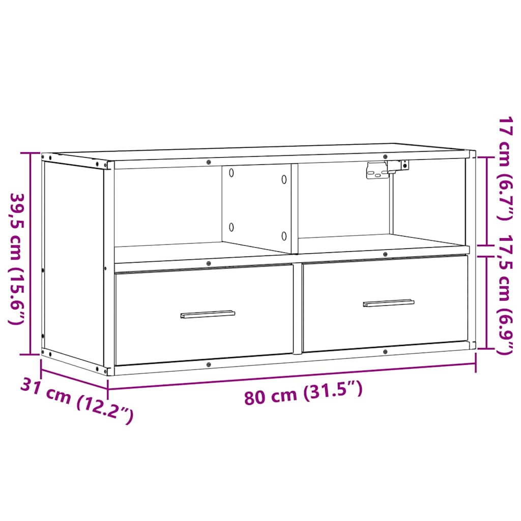 TV ormarić crni 80x31x39,5 cm Konstruirano drvo i metal