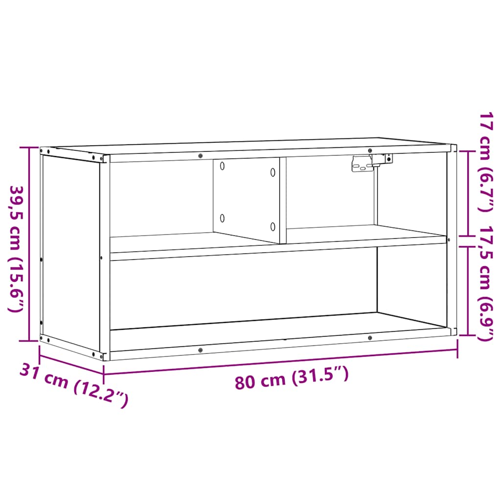 TV ormarić sivi Sonoma 80x31x39,5 cm Konstruirano drvo i metal Siva