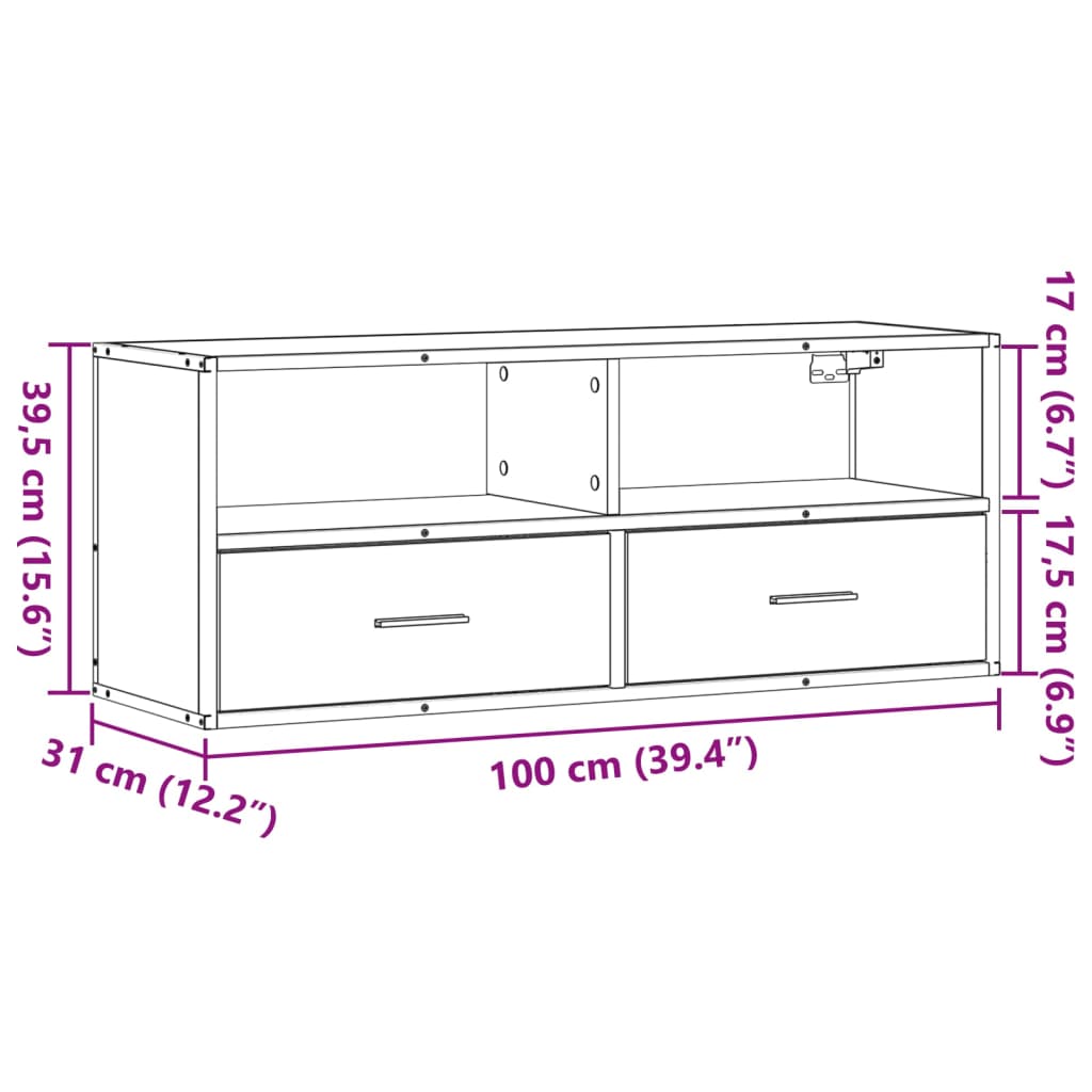 TV ormarić boja hrasta sonome 100x31x39,5 cm konstruirano drvo