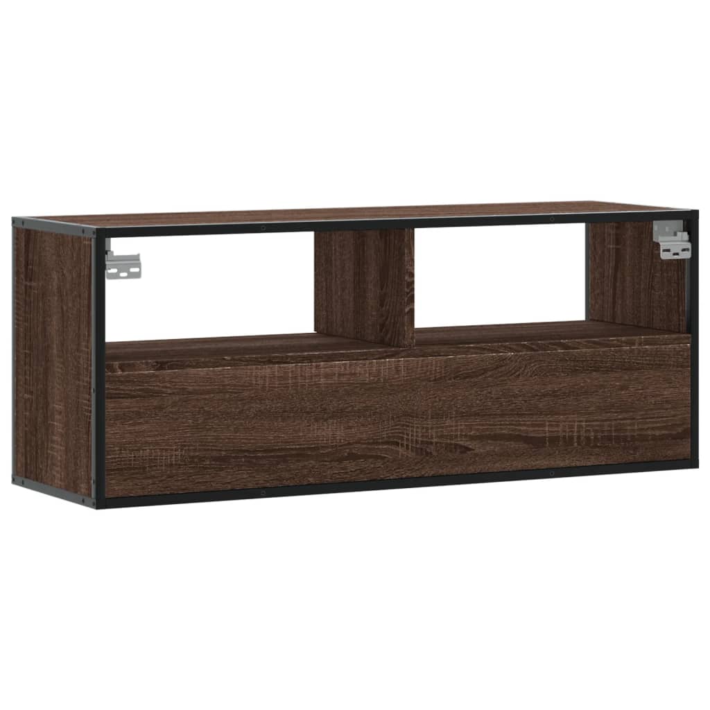 TV ormarić boja hrasta 100x31x39,5 cm konstruirano drvo i metal