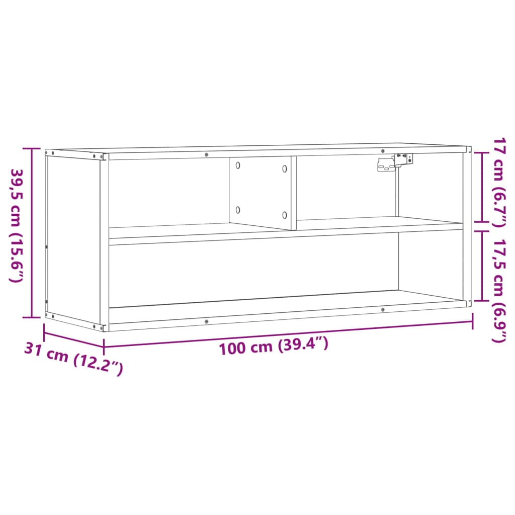 TV ormarić boja dimljenog hrasta 100x31x39,5 cm konstruirano