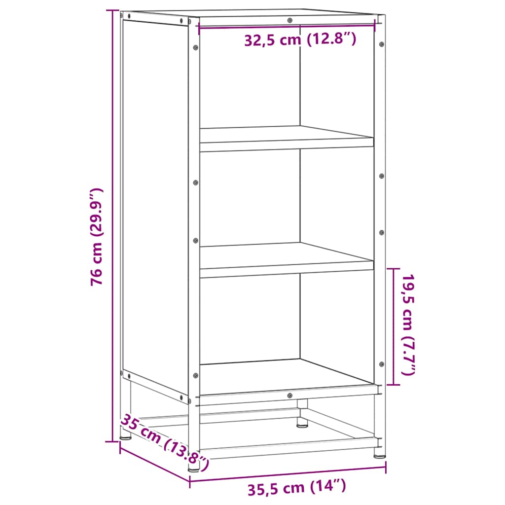 Komoda crna 35,5 x 35 x 76 cm konstruirano drvo i metal