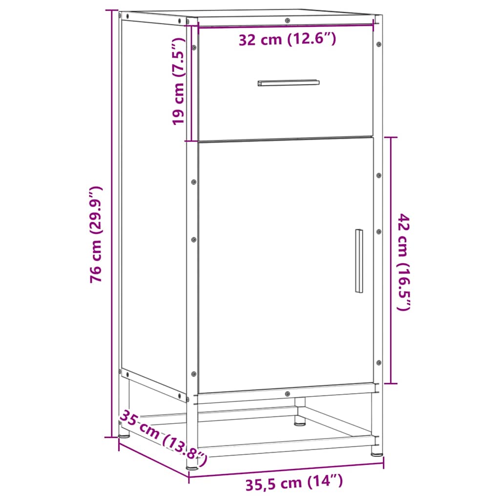 Komoda boja hrasta sonome 35,5x35x76 cm konstruirano drvo metal