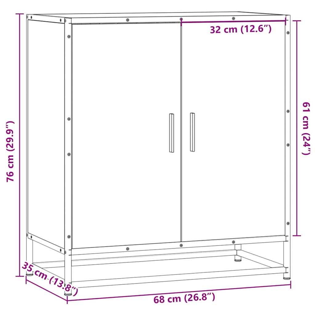 Komoda boja hrasta sonome 68x35x76 cm konstruirano drvo metal