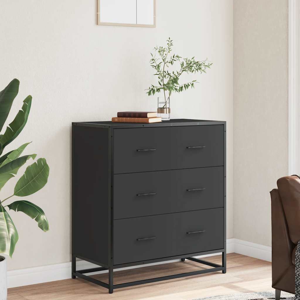 Komoda crna 68x35x76 cm konstruirano drvo i metal