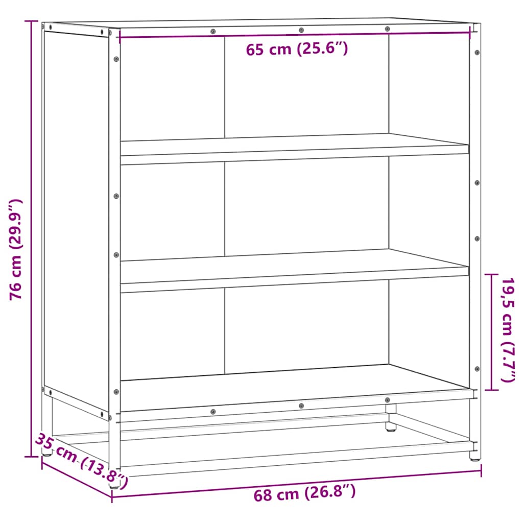 Komoda crna 68x35x76 cm konstruirano drvo i metal
