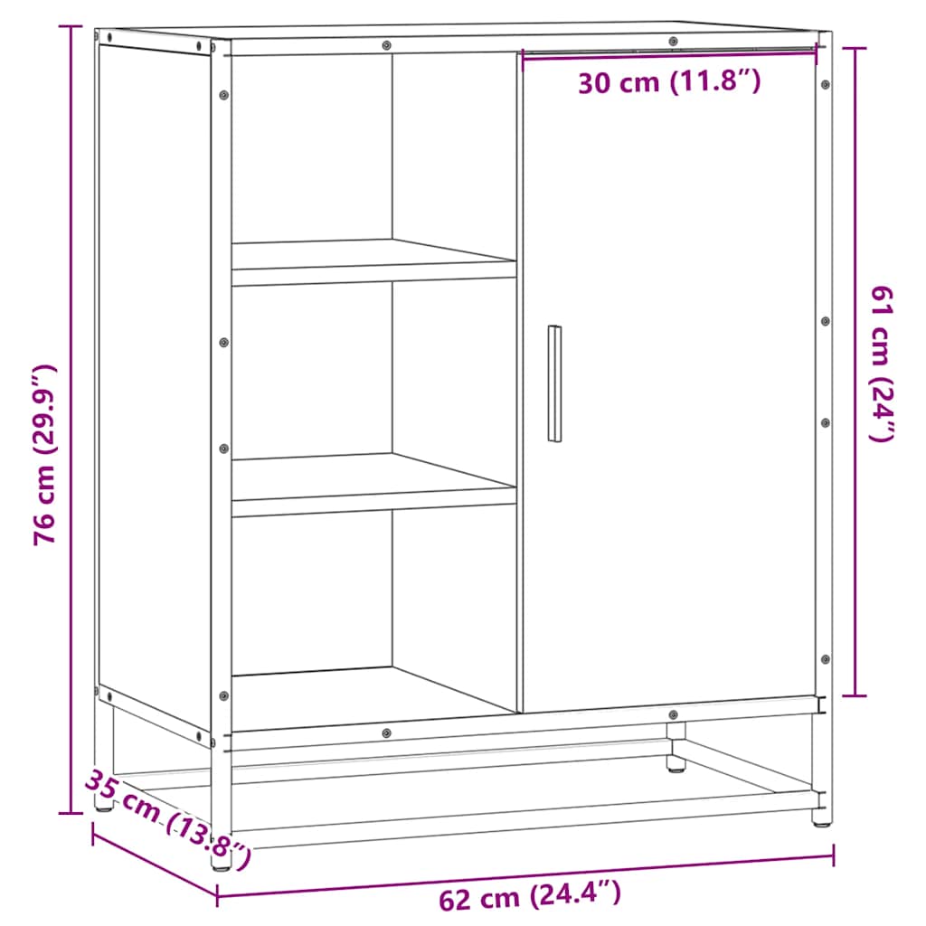 Komoda dimljeni hrast 62x35x76 cm konstruirano drvo