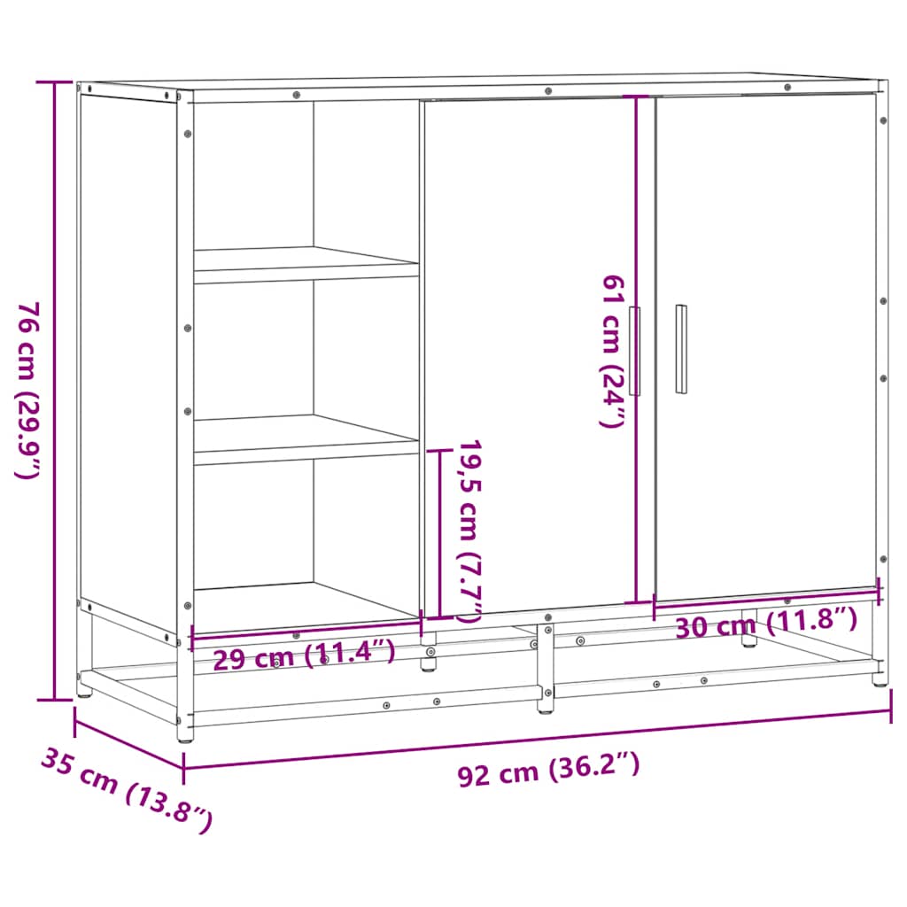 Komoda dimljeni hrast 92x35x76 cm konstruirano drvo