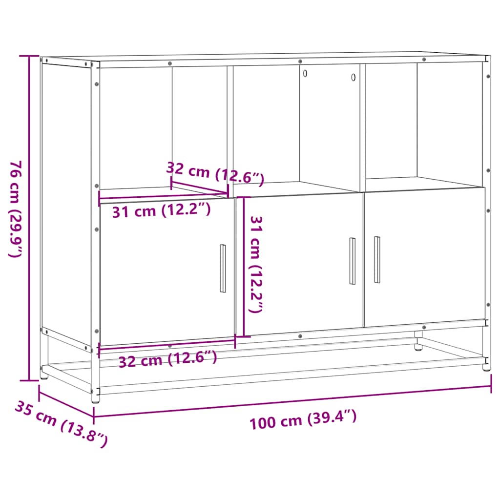 Komoda dimljeni hrast 100x35x76 cm konstruirano drvo