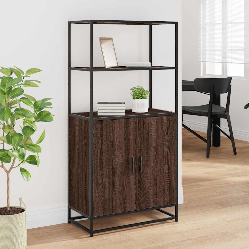 Visoka ploča smeđi hrast 68x35x139 cm Konstruirano drvo i metal