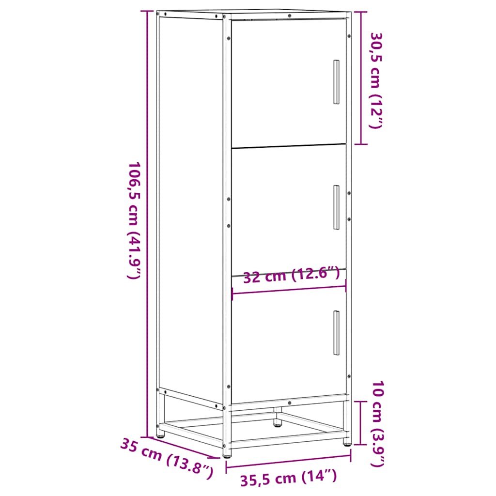 Visoka ploča crna 35,5x35x106,5 cm Konstruirano drvo i metal