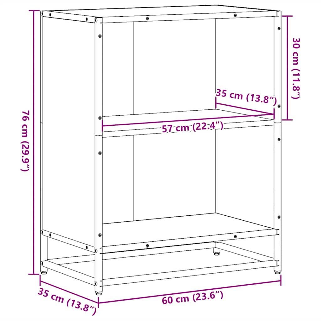 Ormar za knjige dimljeni hrast 60x35x76 cm konstruirano drvo