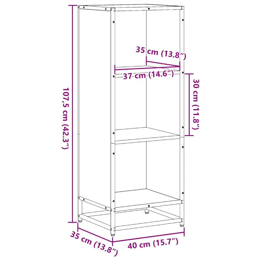 Ormar za knjige sonoma hrast 40x35x107,5 cm izrađeno drvo