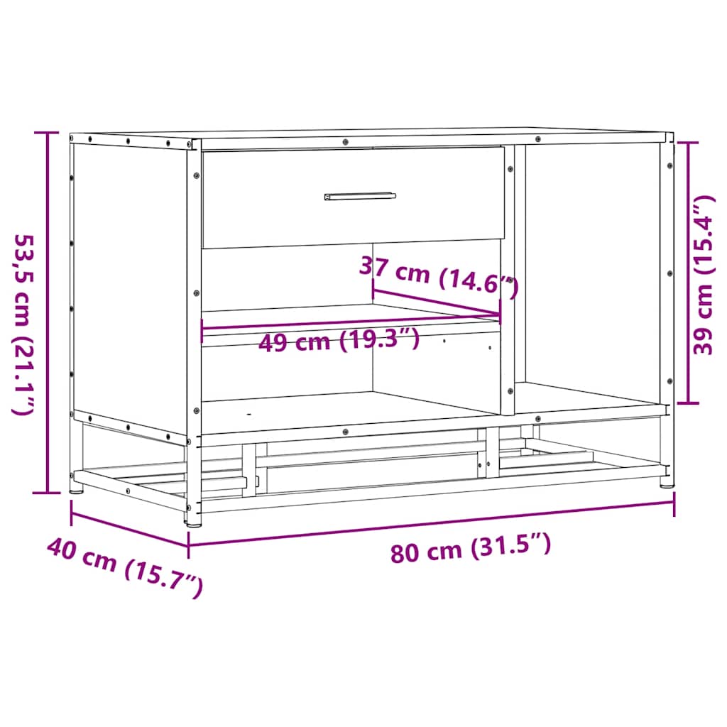 Klupa za cipele crna 80x40x53,5 cm od drveta i metala