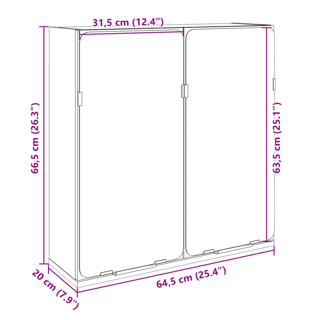 Kupaonski ormarić s ogledalom boja hrasta 64,5x20x66,5 cm drvo