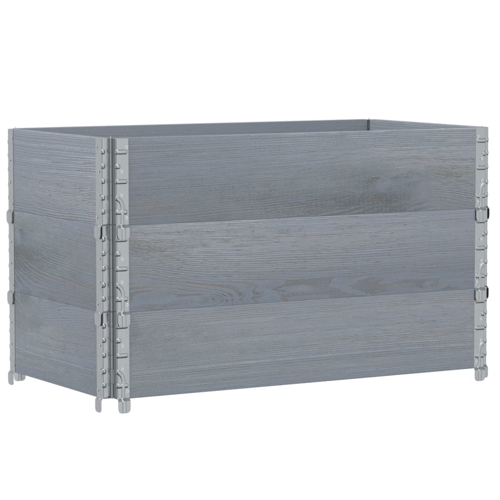 Okviri za palete 3 kom sivi 100 x 50 cm od masivne borovine
