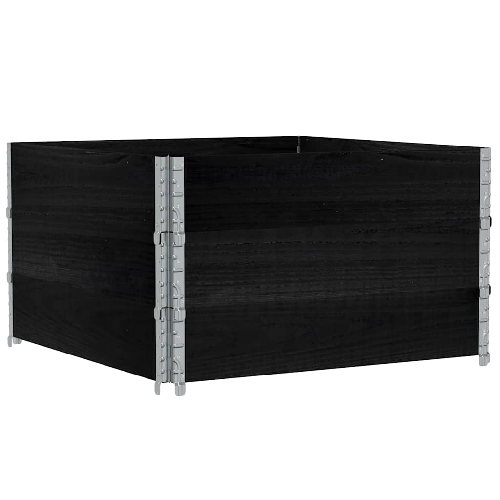 Okviri za palete 3 kom crni 100x100 cm od masivne borovine