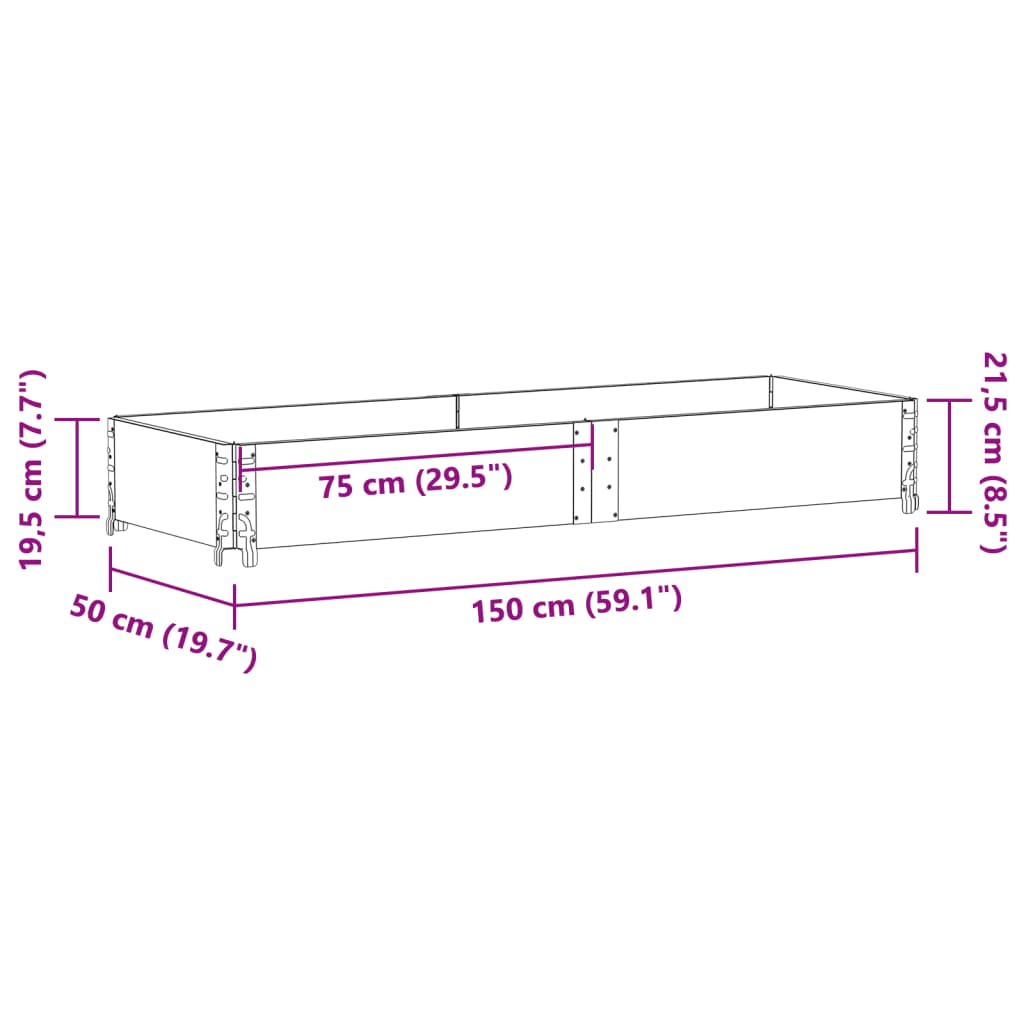 Vrtna sadilica smeđa 150x50 cm od masivne borovine