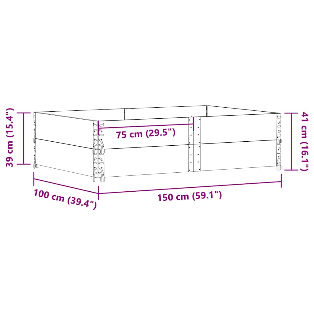Vrtna sadilica crna 150x100 cm od masivne borovine