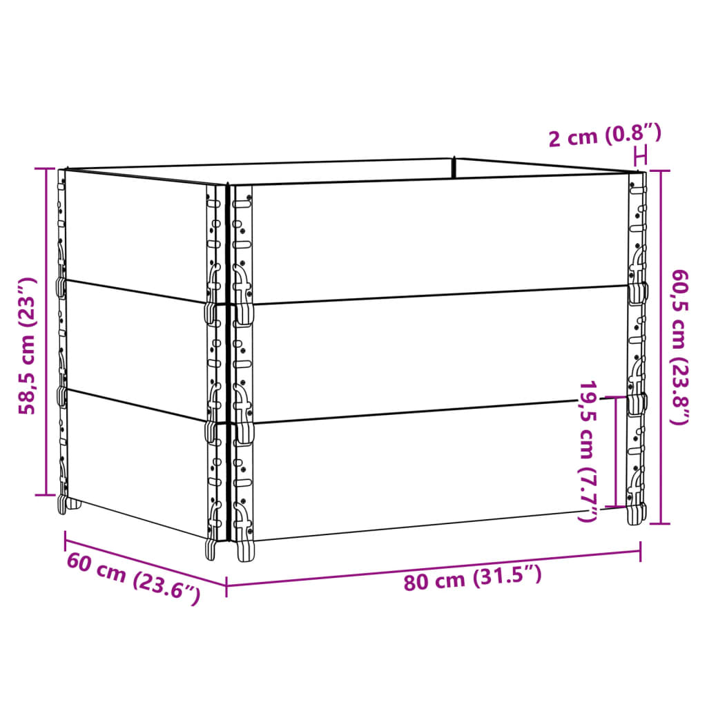 Vrtna sadilica crna 80x60 cm od masivne borovine