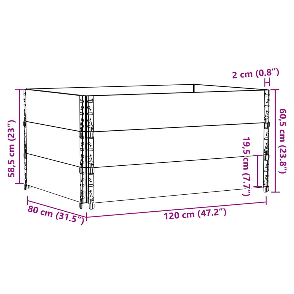Vrtni sadilica smeđa 120x80 cm od masivne borovine