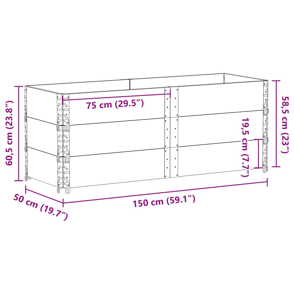 Vrtna sadilica 150x50 cm od masivne borovine