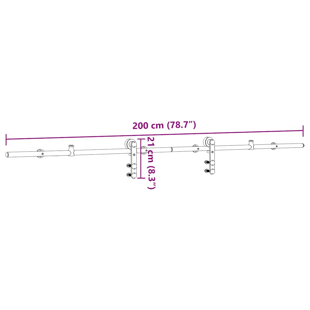 Pribor za klizna vrata od nehrđajućeg čelika 200 cm srebrni
