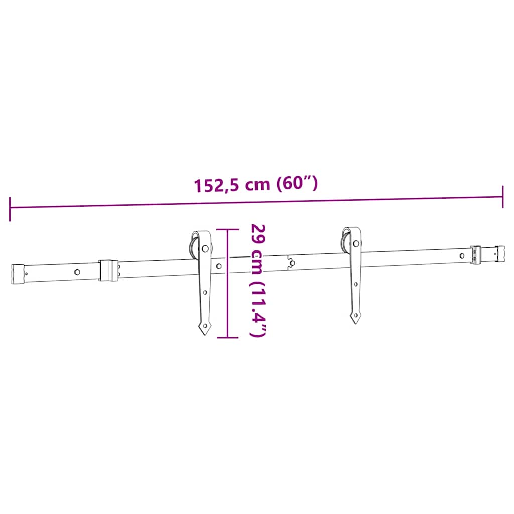 Pribor za klizna vrata 152,5 cm čelični crni