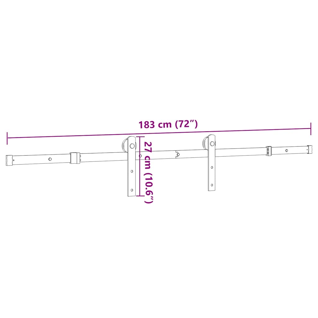 Pribor za klizna vrata 183 cm čelični crni