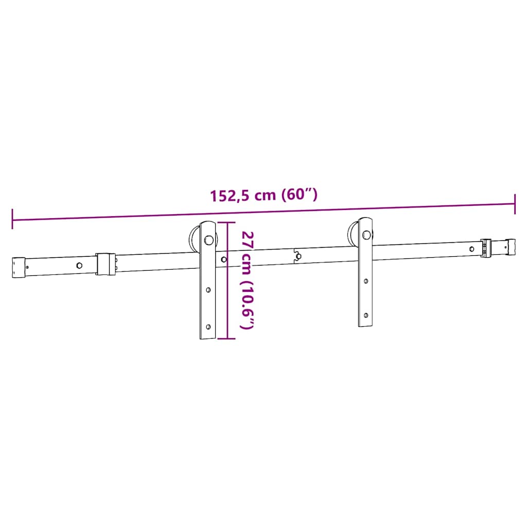 Pribor za klizna vrata 152 cm čelični crni