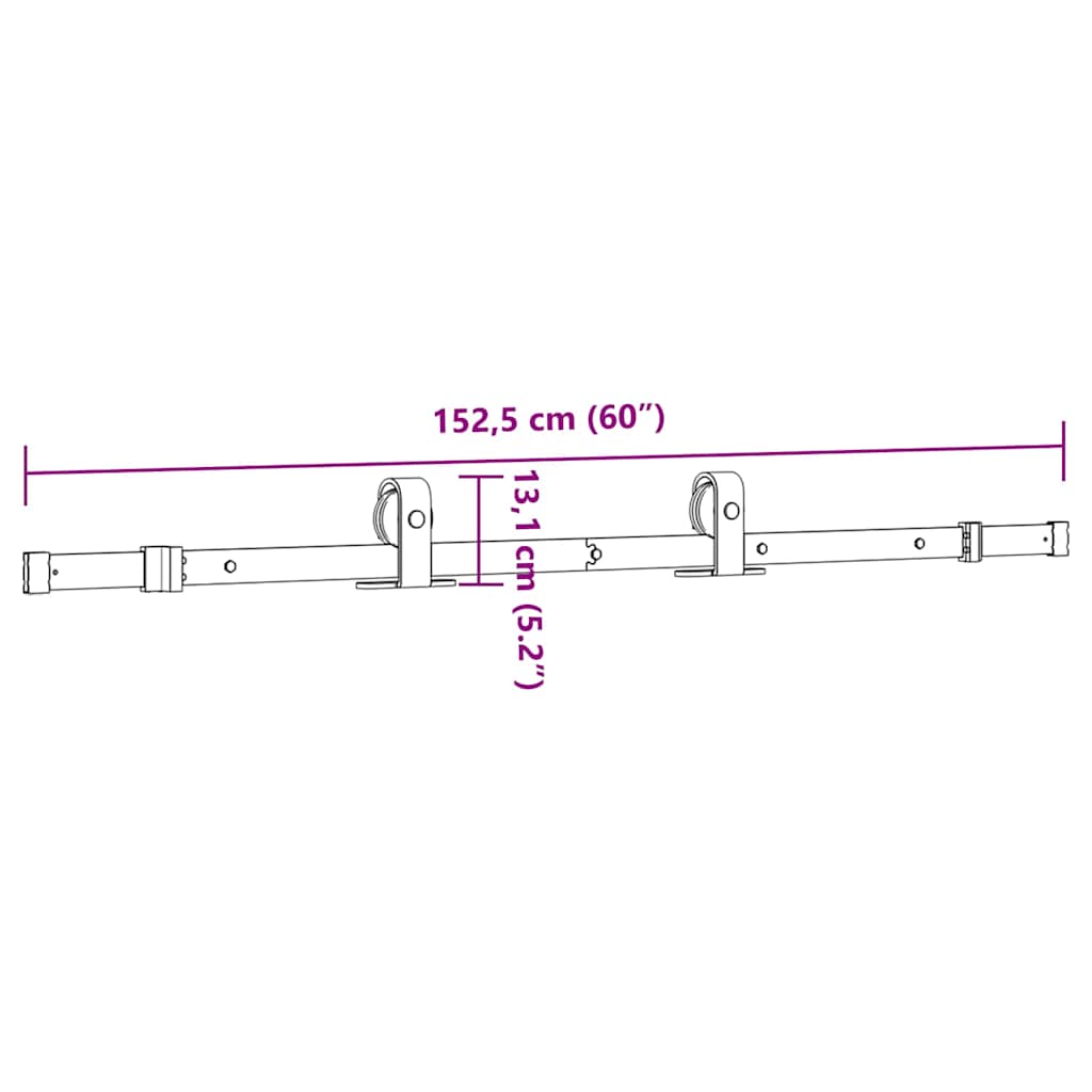 Pribor za klizna vrata 152,5 cm čelični crni