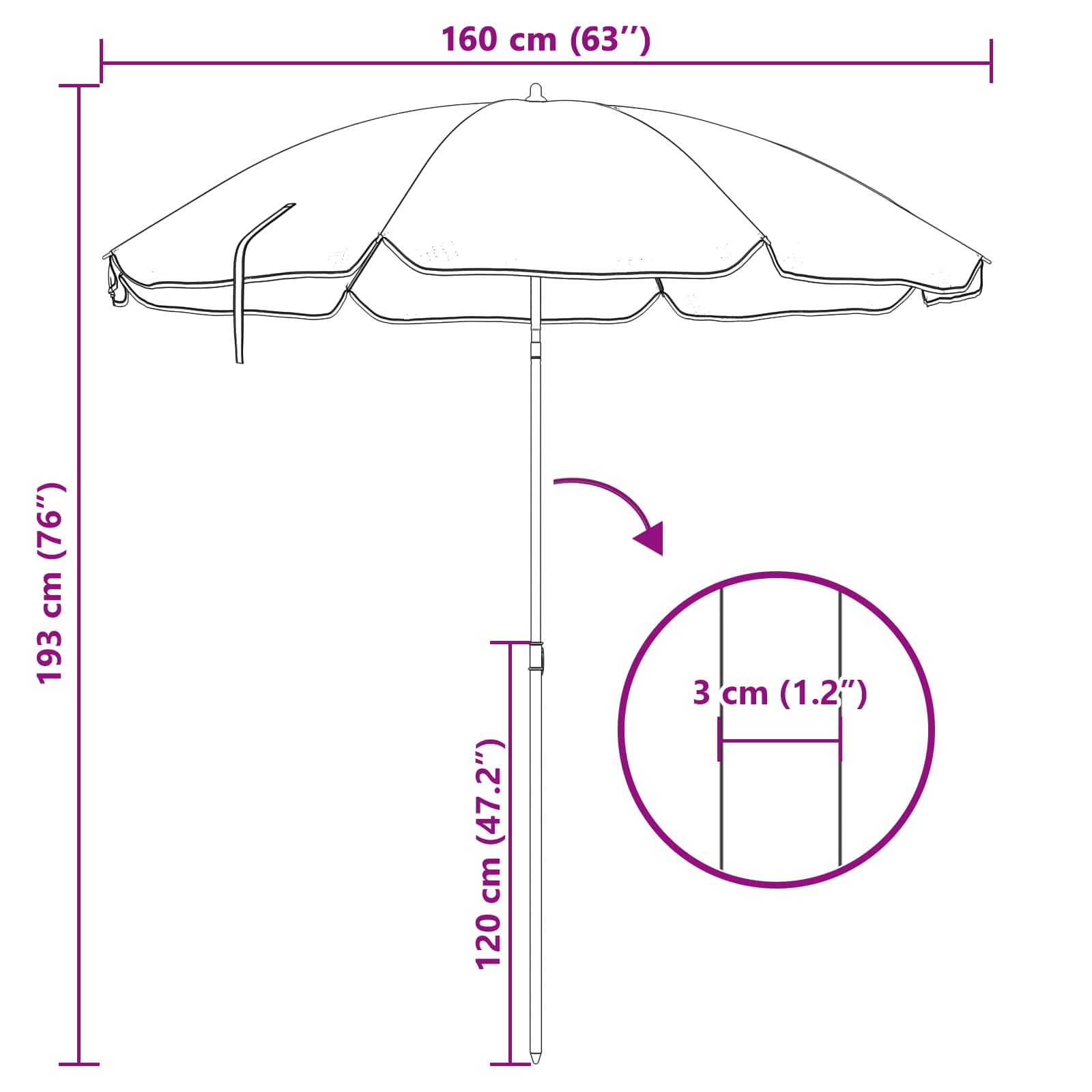 Suncobran Plava i bijela 161 x 161 x 193 cm Poliester