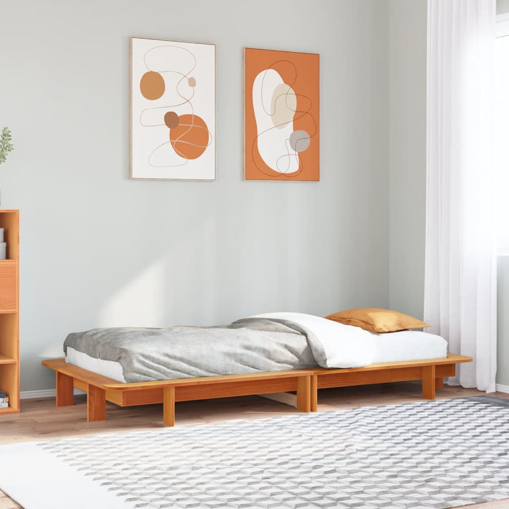 Okvir kreveta bez madraca voštano smeđi 100x200 cm od borovine