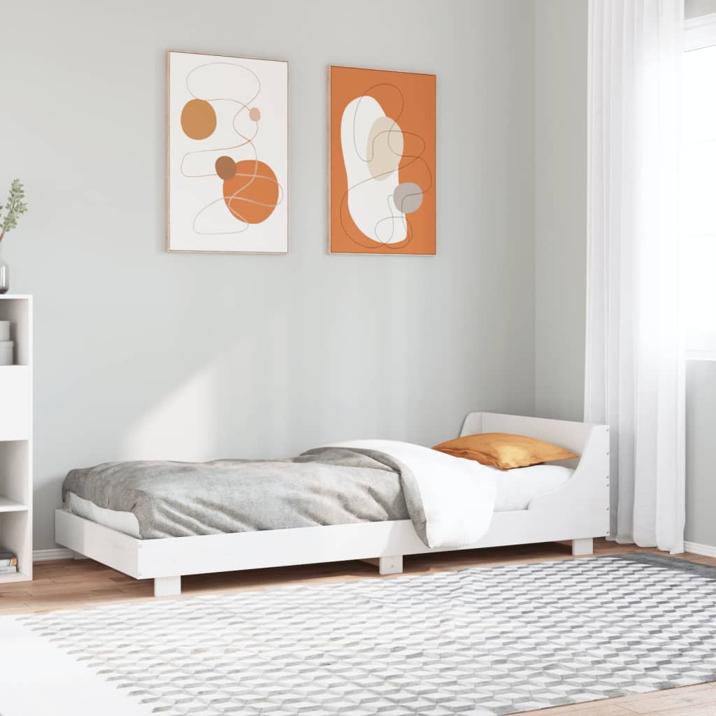 Okvir kreveta bez madraca bijeli 90 x 190 cm masivna borovina