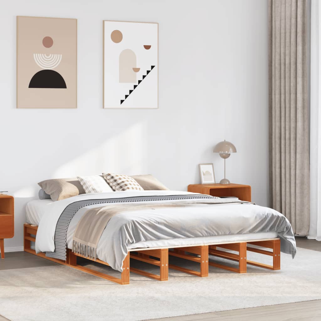 Okvir kreveta bez madraca voštano smeđi 150x200 cm od borovine
