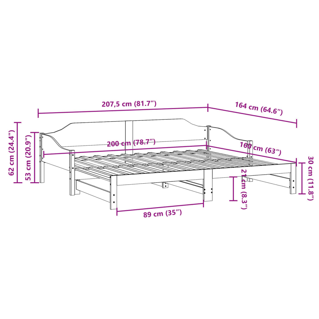 Dnevni krevet na razvlačenje voštano smeđi 80x200 cm