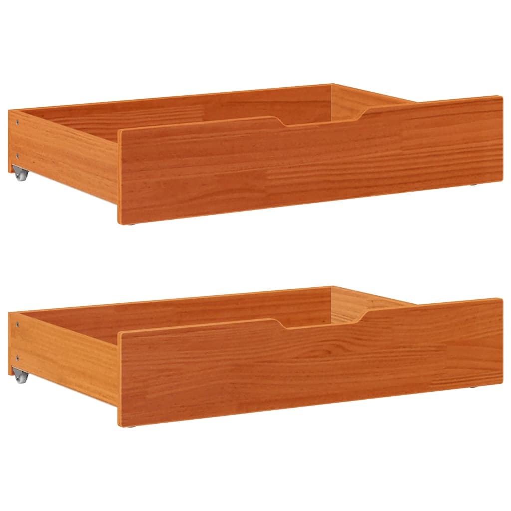 Ladice ispod kreveta 2 kom voštano smeđe 80x55x17cm od borovine