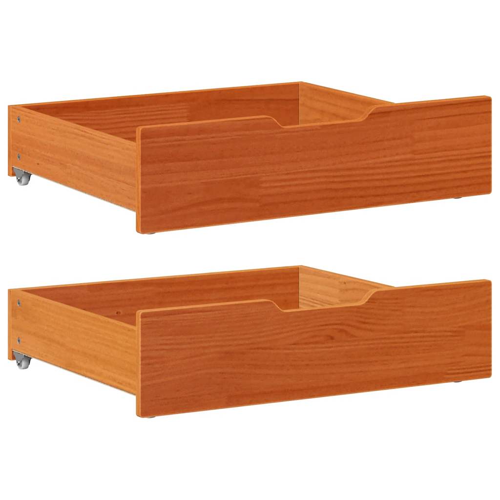 Ladice ispod kreveta 2 kom voštano smeđe 75x55x17cm od borovine