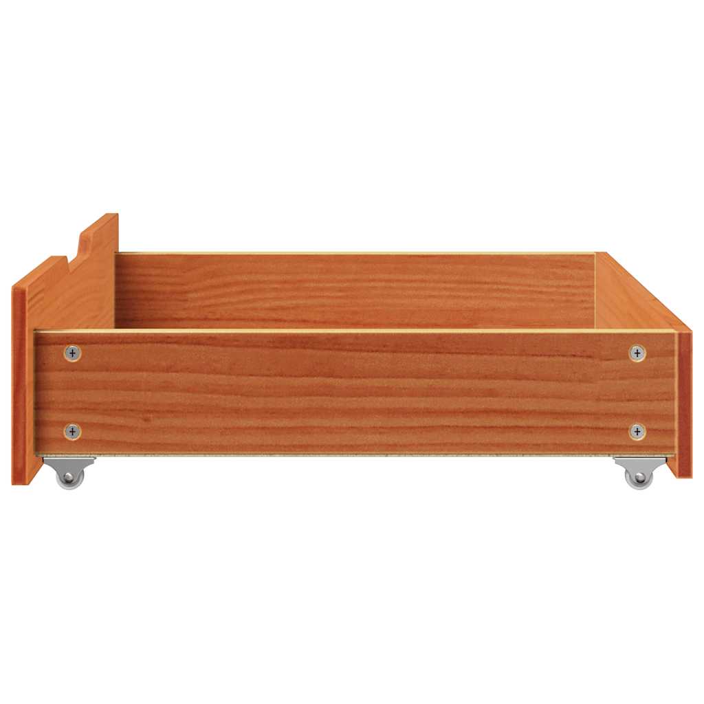 Ladice ispod kreveta 2 kom voštano smeđe 75x55x17cm od borovine