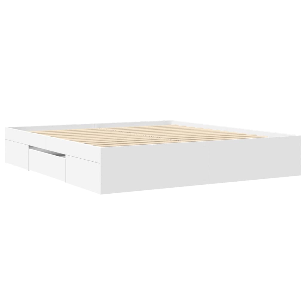 Okvir kreveta bez madraca bijeli 180x200 cm konstruiranog drva