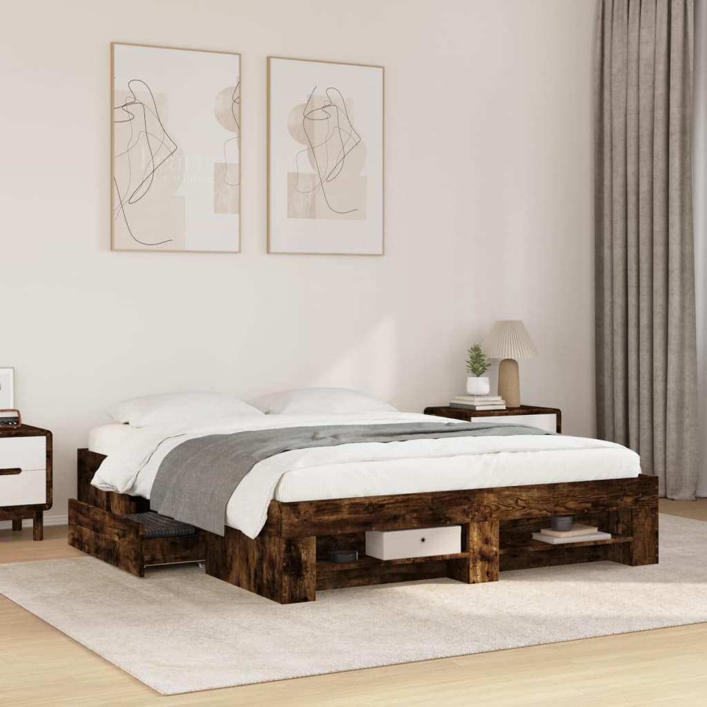 Okvir kreveta bez madraca boja hrasta 150 x 200 cm drveni